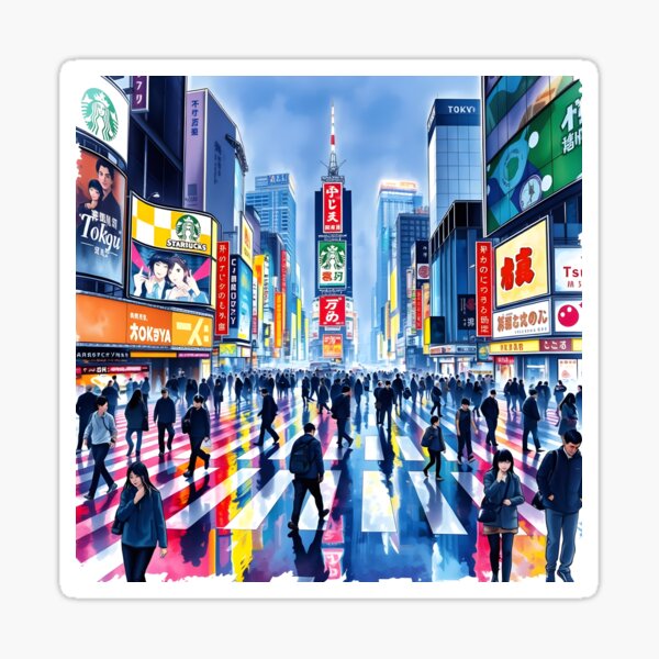 Item preview, Shibuya Scramble Crossing: Neon Night Reflections designed and sold by LSV-Art.