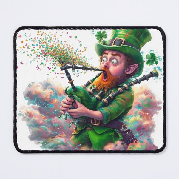 Item preview, Sticker of a Leprechaun Playing the Bagpipes, but the Bagpipes Are Screaming  Premium Cool Trendy Best Gift designed and sold by Imaginarium of Chaos falcon88 .