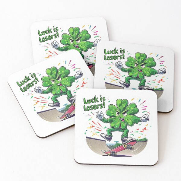 Item preview, Sticker of a Four-Leaf Clover Riding a Skateboard, Wearing a Backwards Hat  Premium Cool Trendy Best Gift designed and sold by Imaginarium of Chaos falcon88 .