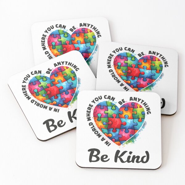 Item preview, In A World Where you Can Be Anything Be Kind - Colorful Puzzle Heart - Autistic Gril Boy  designed and sold by Smix Pixels.
