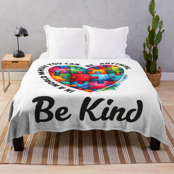 Item preview, In A World Where you Can Be Anything Be Kind - Colorful Puzzle Heart - Autistic Gril Boy  designed and sold by Smix Pixels.