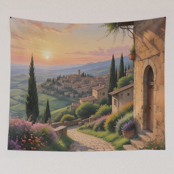 Item preview, Volterra, Italy: Evening Glow Over Tuscan Architecture designed and sold by LSVart.