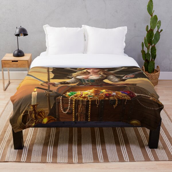 Item preview, Beautiful Pirate Woman with Treasure - Sea Adventure designed and sold by Wild-way Art.