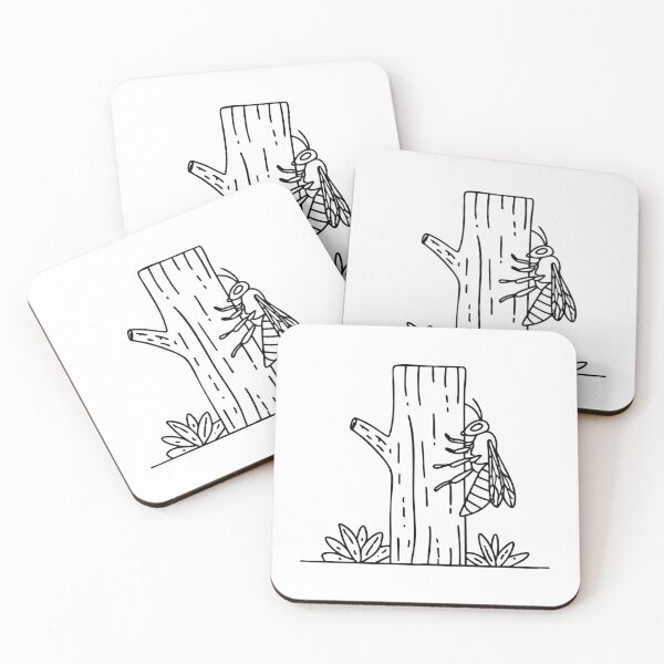 Item preview, Hornet crawling on the bark of a tree in the forest designed and sold by rasagamastore.