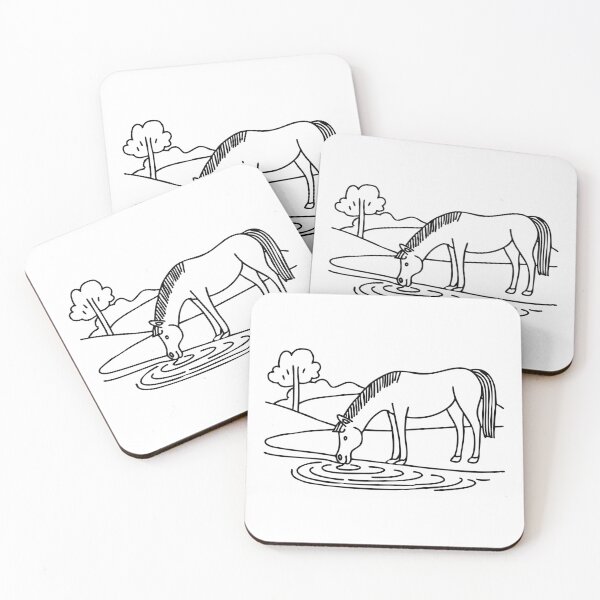Item preview, Horse drinking water from a river in the countryside designed and sold by rasagamastore.