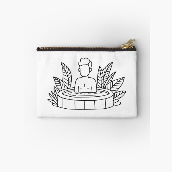 Item preview, A person relaxing in a natural hot spring amidst lush greenery designed and sold by rasagamastore.
