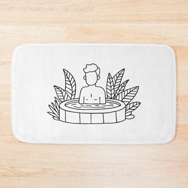 Item preview, A person relaxing in a natural hot spring amidst lush greenery designed and sold by rasagamastore.