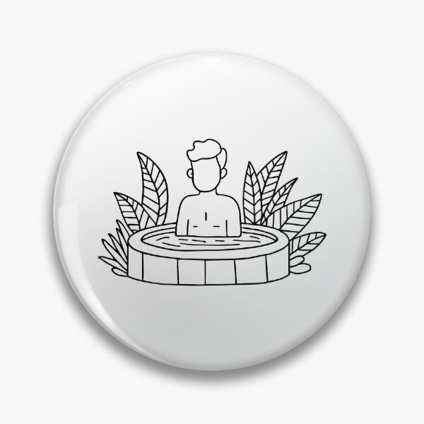 Item preview, A person relaxing in a natural hot spring amidst lush greenery designed and sold by rasagamastore.