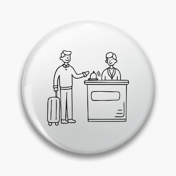 Item preview, Hotel front desk with suitcases placed nearby designed and sold by rasagamastore.