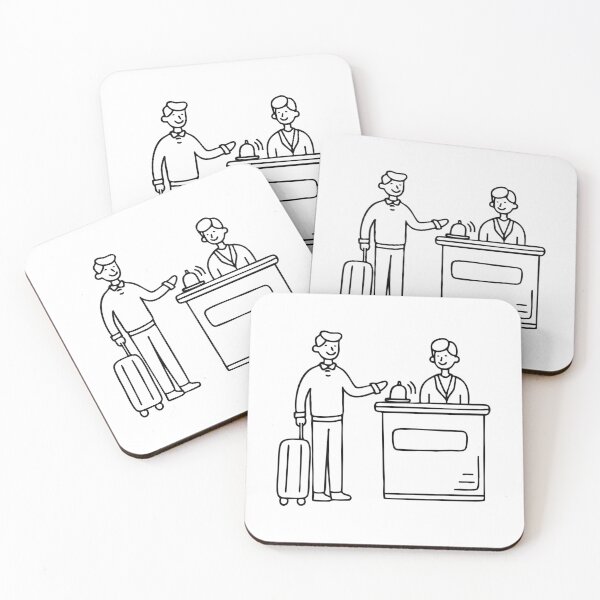 Item preview, Hotel front desk with suitcases placed nearby designed and sold by rasagamastore.