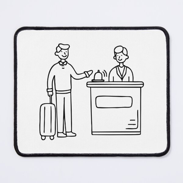 Item preview, Hotel front desk with suitcases placed nearby designed and sold by rasagamastore.