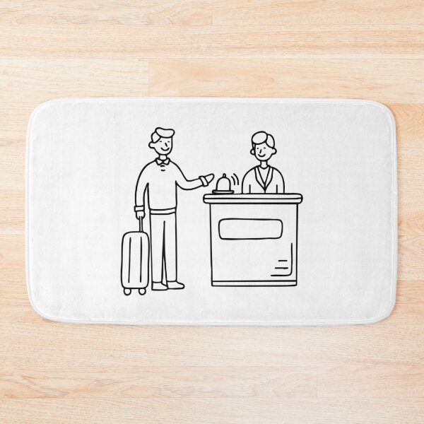 Item preview, Hotel front desk with suitcases placed nearby designed and sold by rasagamastore.