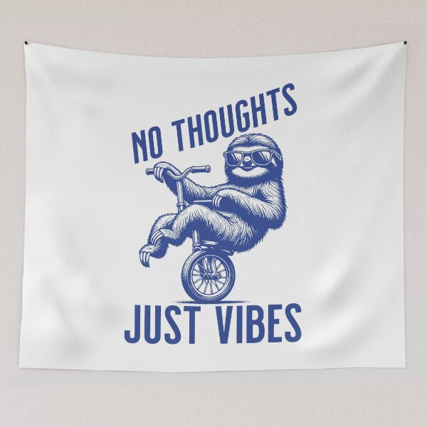 Item preview, No thoughts just vibes - funny sloth designed and sold by EvergreenWhimsy.