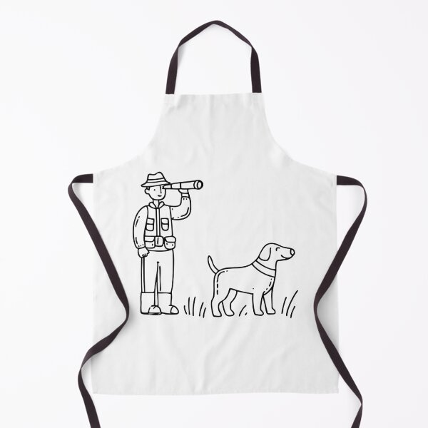 Item preview, A hunter observing with binocular beside dog in a grassy field designed and sold by rasagamastore.