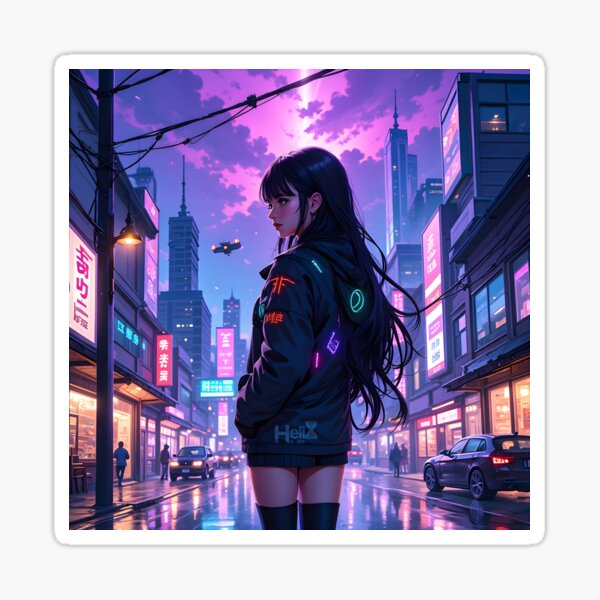 Vista previa del artículo con la obra «Soledad de neón: paisaje onírico ciberpunk», diseñado y vendido por HELIX AI ARTS.
