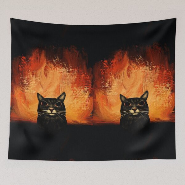 Item preview, Black cat in the fire designed and sold by Makitsu Neko.