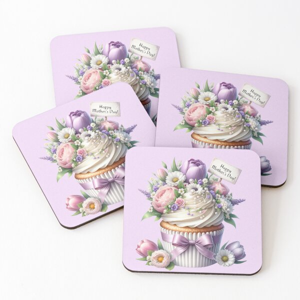 Item preview, Cupcake tied with a ribbon and with flowers, mother`s day design designed and sold by LoneAngel.