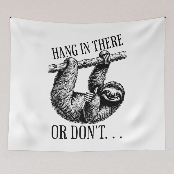 Item preview, Hang in there - funny vintage sloth designed and sold by EvergreenWhimsy.