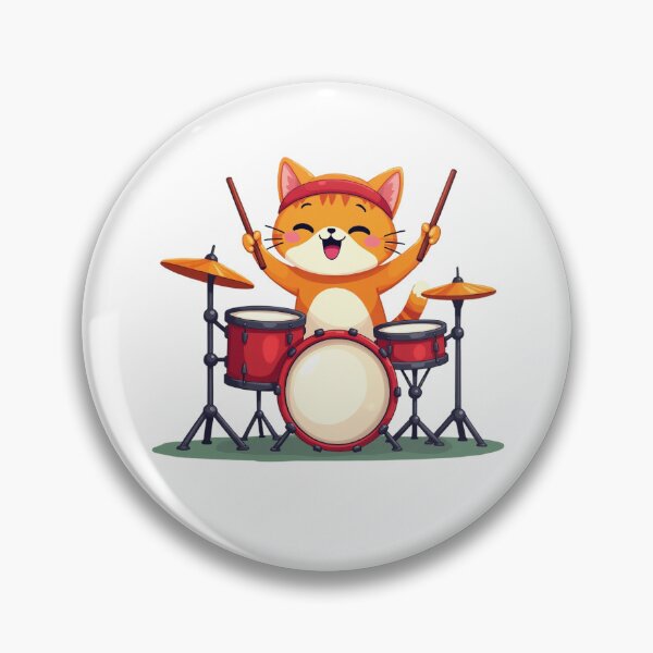 Item preview, Modern Trendy Cat Drummer ,Funny Orange Cat Playing Drums designed and sold by SOUFIANE1991.