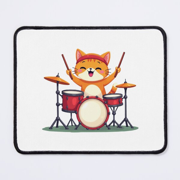 Item preview, Modern Trendy Cat Drummer ,Funny Orange Cat Playing Drums designed and sold by SOUFIANE1991.