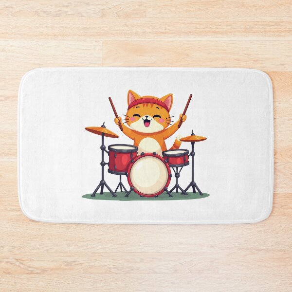 Item preview, Modern Trendy Cat Drummer ,Funny Orange Cat Playing Drums designed and sold by SOUFIANE1991.