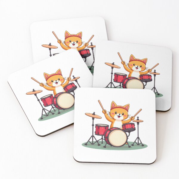 Item preview, Modern Trendy Cat Drummer ,Funny Orange Cat Playing Drums designed and sold by SOUFIANE1991.