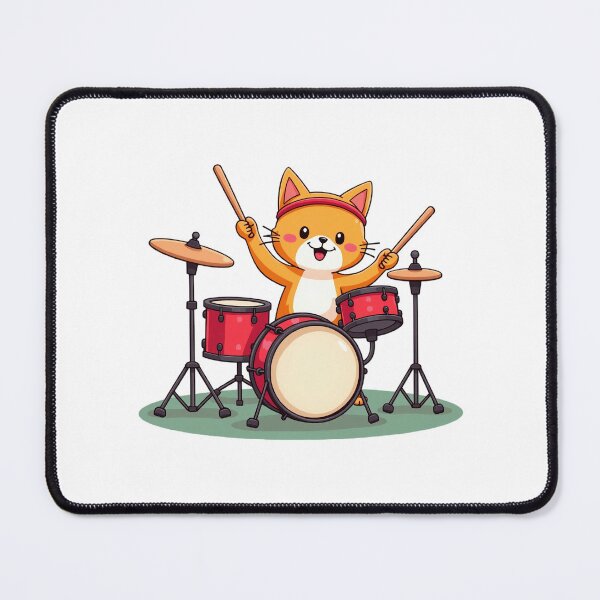 Item preview, Modern Trendy Cat Drummer ,Funny Orange Cat Playing Drums designed and sold by SOUFIANE1991.