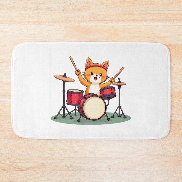 Item preview, Modern Trendy Cat Drummer ,Funny Orange Cat Playing Drums designed and sold by SOUFIANE1991.
