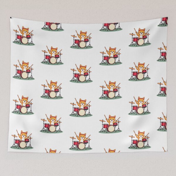 Item preview, Modern Trendy Cat Drummer ,Funny Orange Cat Playing Drums designed and sold by SOUFIANE1991.