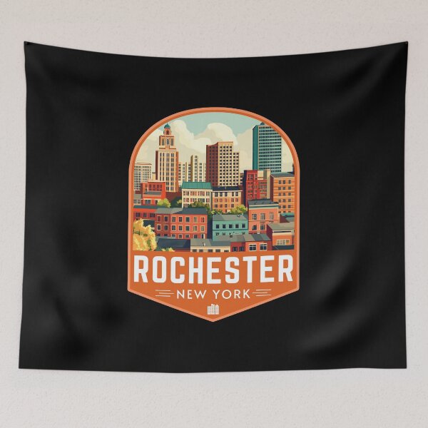 Item preview, Rochester in New York, USA Retro Travel Art Emblem designed and sold by MaateoDesign.