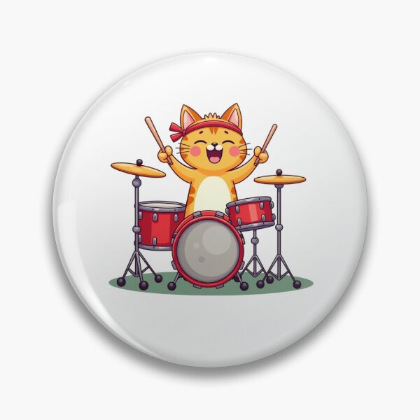Item preview, Modern Trendy Cat Drummer ,Funny Orange Cat Playing Drums designed and sold by SOUFIANE1991.