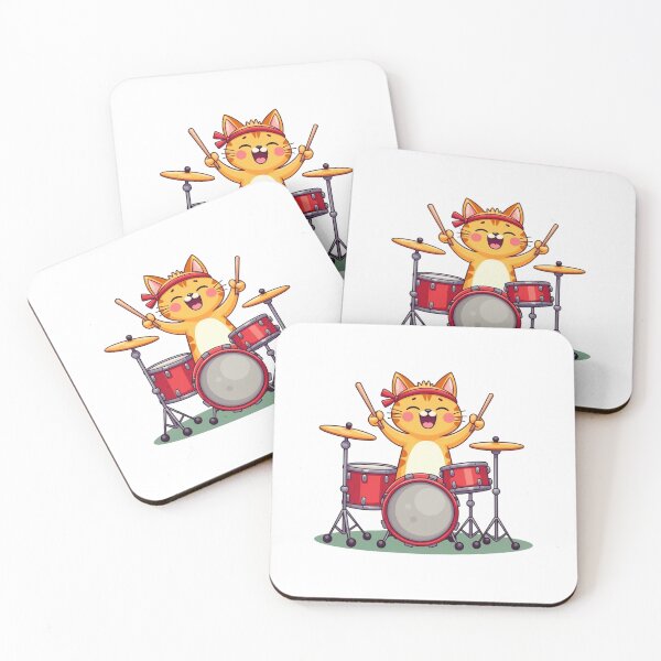 Item preview, Modern Trendy Cat Drummer ,Funny Orange Cat Playing Drums designed and sold by SOUFIANE1991.