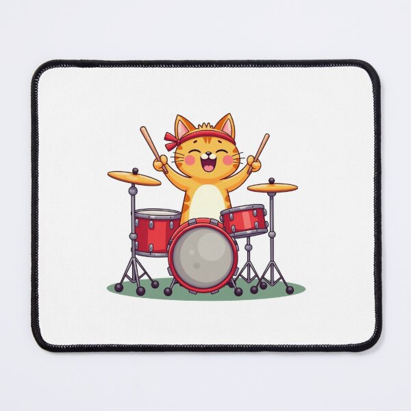 Item preview, Modern Trendy Cat Drummer ,Funny Orange Cat Playing Drums designed and sold by SOUFIANE1991.