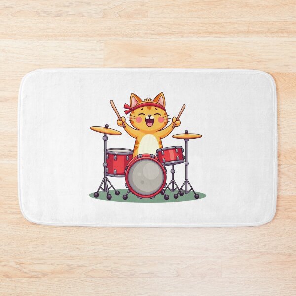 Item preview, Modern Trendy Cat Drummer ,Funny Orange Cat Playing Drums designed and sold by SOUFIANE1991.