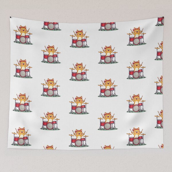 Item preview, Modern Trendy Cat Drummer ,Funny Orange Cat Playing Drums designed and sold by SOUFIANE1991.