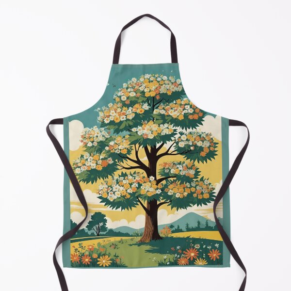 Item preview, Tall Flowering Tree With Yellow Orange And White Blooms In Teal And Yellows designed and sold by CarrollGene.