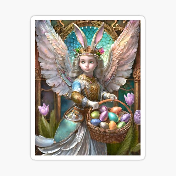 Item preview, Girl dressed as a Bunny Angel with Basket of Easter Eggs designed and sold by Lee Hiller Designs.