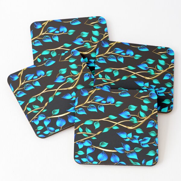 Item preview, Luminous Teal and Indigo Vines with Gold Accents – Elegant Botanical Pattern designed and sold by Juliette Ozkalfayan.