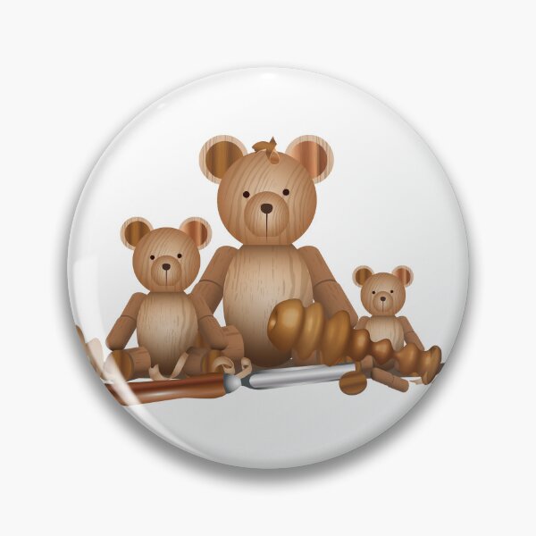Item preview, wooden-look bear family with turning chisel designed and sold by Kisho.