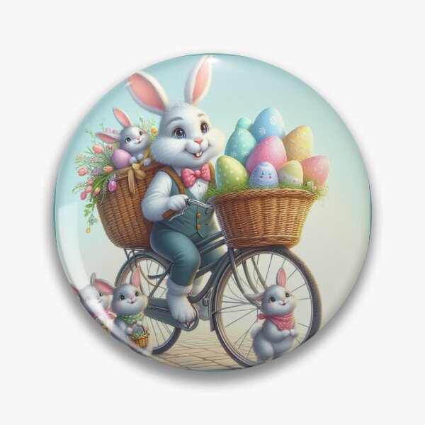 Item preview, Easter Bunny on a Bicycle: Happy Ride with Little Bunnies and Colorful Eggs designed and sold by FotoworldEdel.