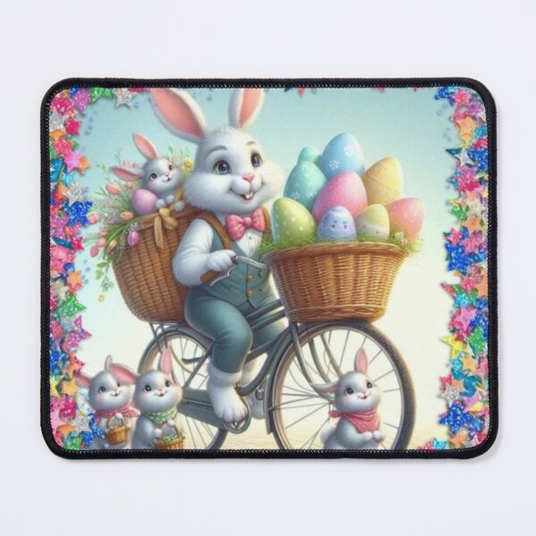 Item preview, Easter Bunny on a Bicycle: Happy Ride with Little Bunnies and Colorful Eggs designed and sold by FotoworldEdel.