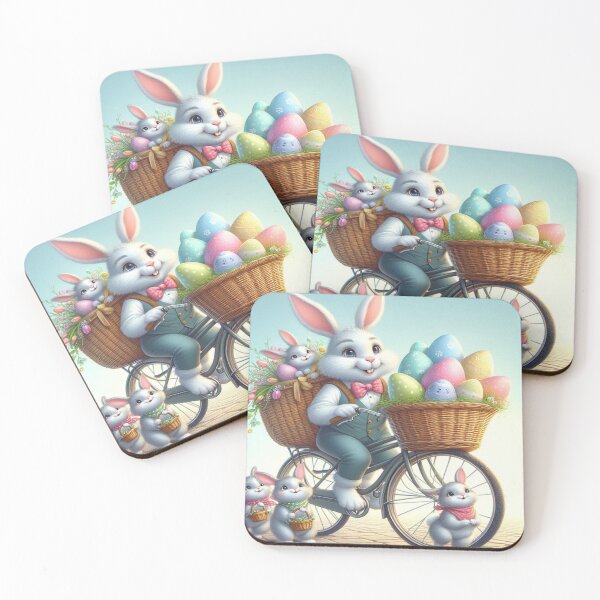 Item preview, Easter Bunny on a Bicycle: Happy Ride with Little Bunnies and Colorful Eggs designed and sold by FotoworldEdel.