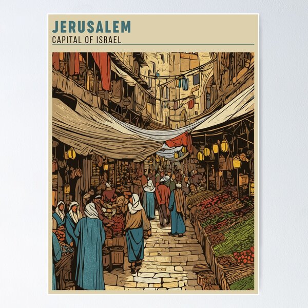 Item preview,  A Vintage Travel Art of Jerusalem - Israel  designed and sold by RetroTraveler.