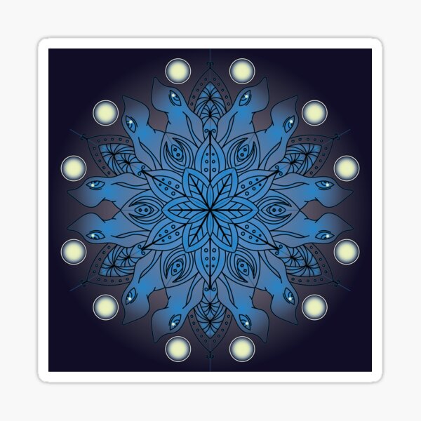 Aperçu de l'œuvre Mandala du lièvre contemplant la lune créée et vendue par Morose-merch.