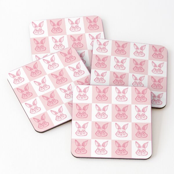 Item preview, Pink white checkerboard: rabbit with glasses pattern designed and sold by MySciPic.