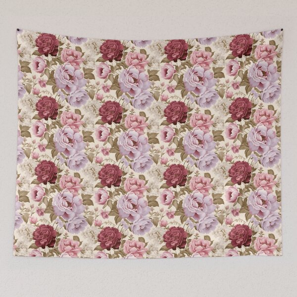 Item preview, Vintage style pink and burgundy floral pattern designed and sold by Renee Lavoie.