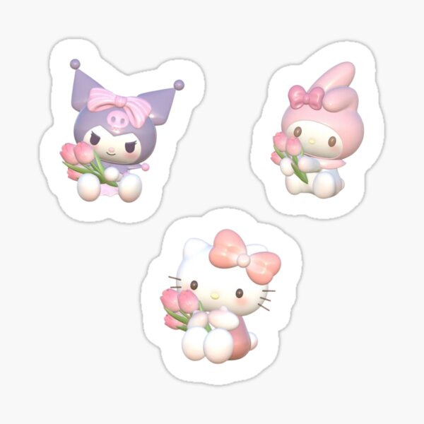 Aperçu de l'œuvre Lot de 3 autocollants Tulipes Sanrio créée et vendue par digitaldivaa.