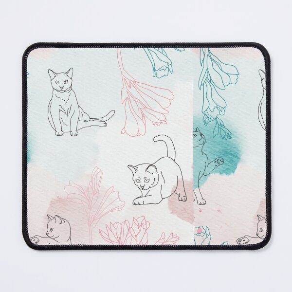 Item preview, Cats In Watercolor Flower Background designed and sold by vintageretrostyleshop.