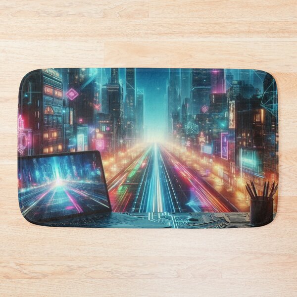 Item preview, Neon-soaked Metropolis: The future in cyberpunk style designed and sold by FotoworldEdel.