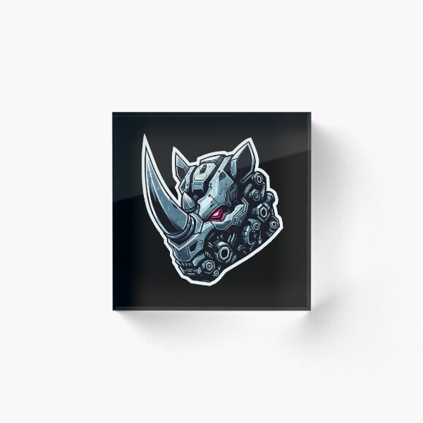 Item preview, Futuristic cybernetic rhino with glowing red eyes and mechanical details designed and sold by DopeVibeStuff.